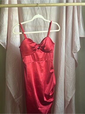 Satin Red Spaghetti-Strap Mini Dress